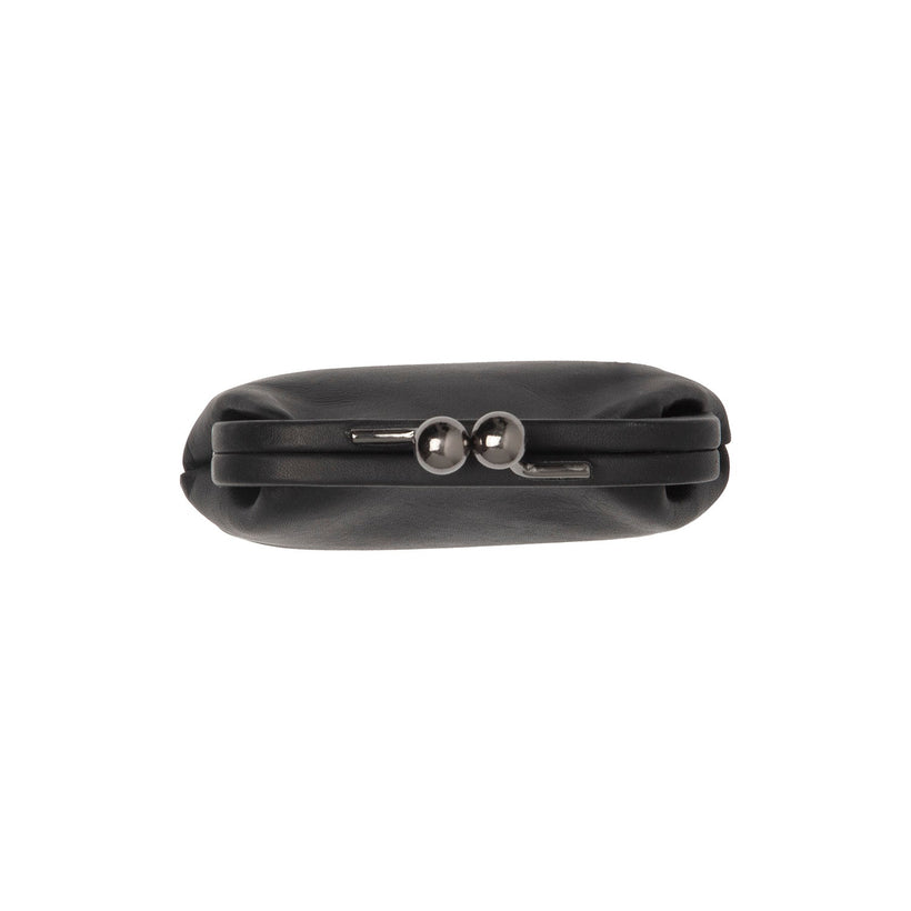 Black Leather Wallet Calvia, front view