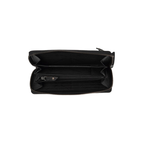 Classic 100% Full-Grain leather Wallet - Rear Perspective Showing Reinforced Leather Straps & Stitching
