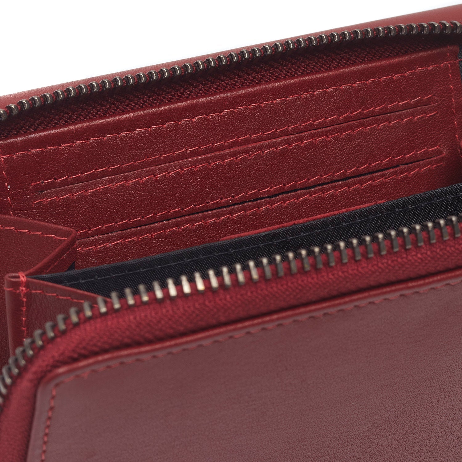 Red Leather Wallet Doniva, detail view 3