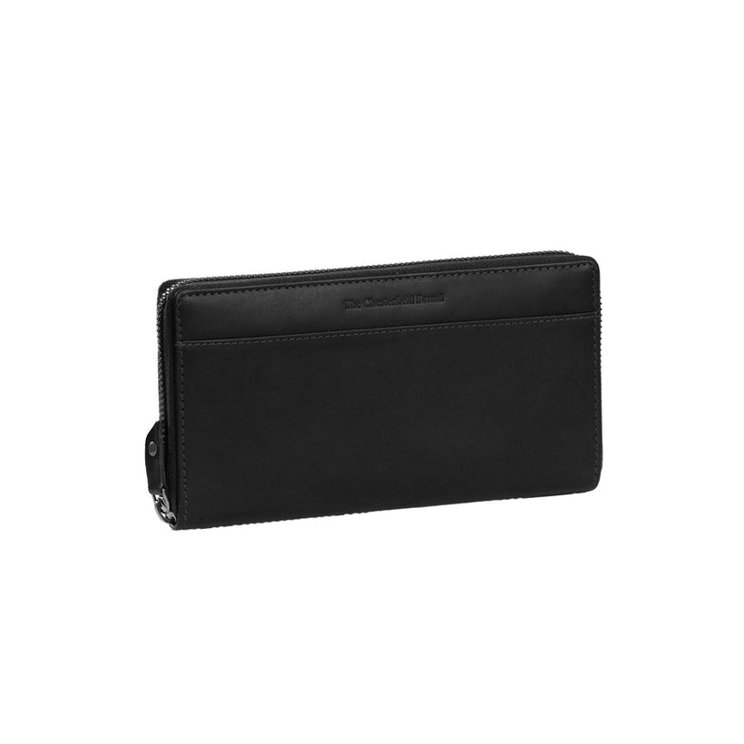 Black Leather Wallet Halle, front view