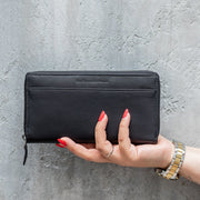 Black Leather Wallet Halle, product view 2