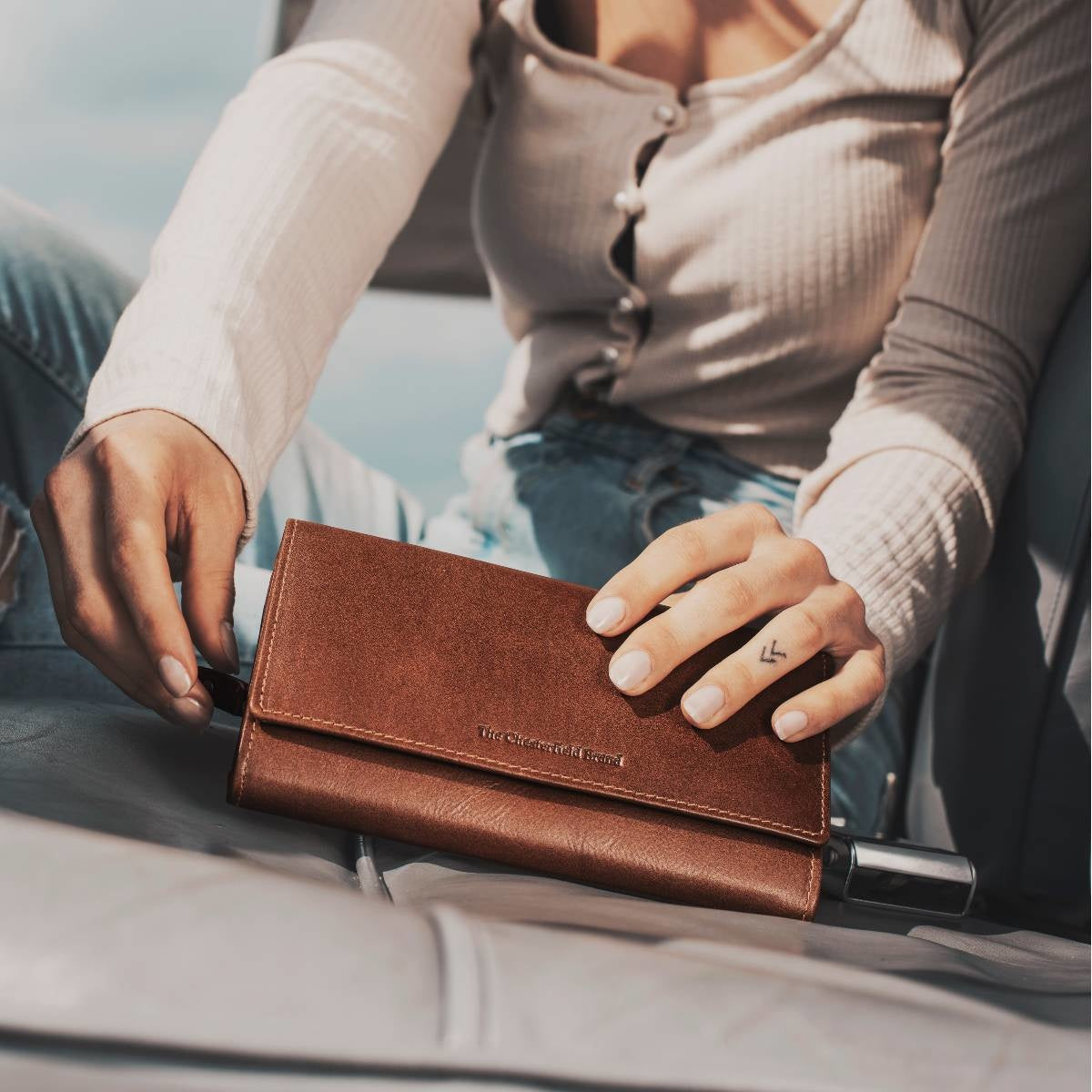 Cognac Leather Wallet Hampton, product view 2