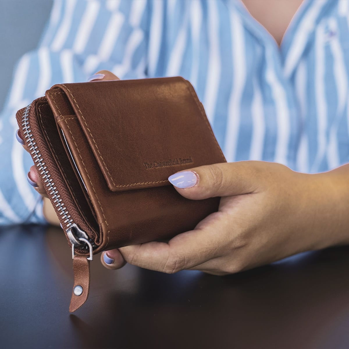 Cognac Leather Wallet Hanoi, product view 2