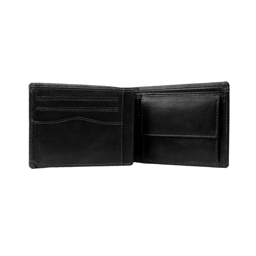 Black Leather Wallet Harlem, front view