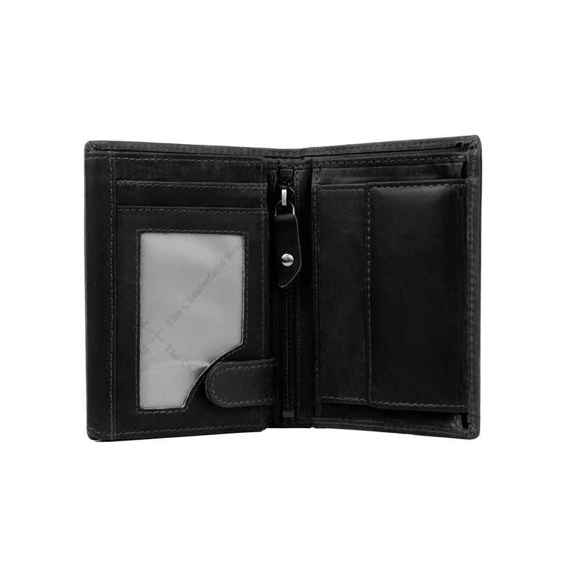 Black Leather Wallet Hazel, front view