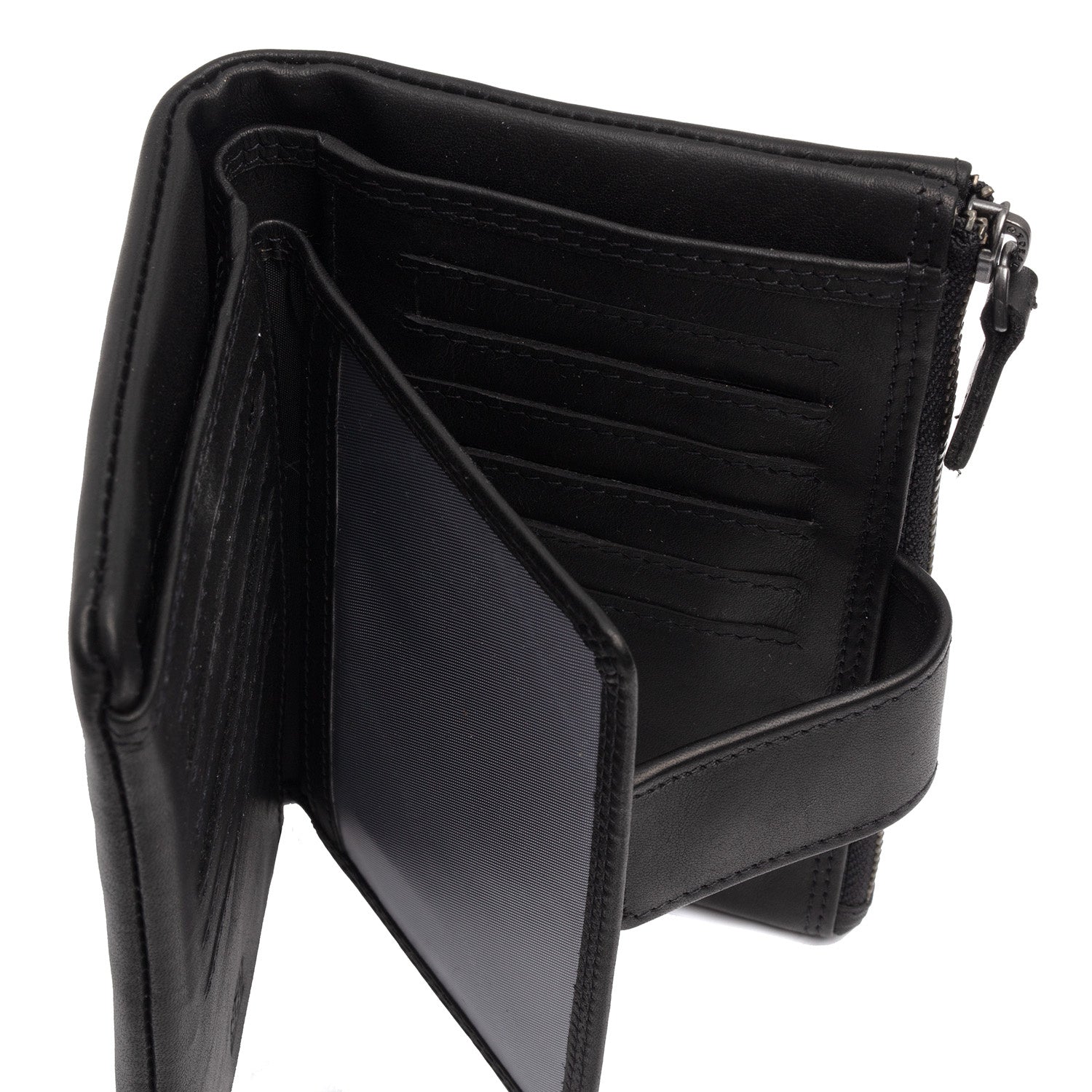 Black Leather Wallet Landau, detail view 1