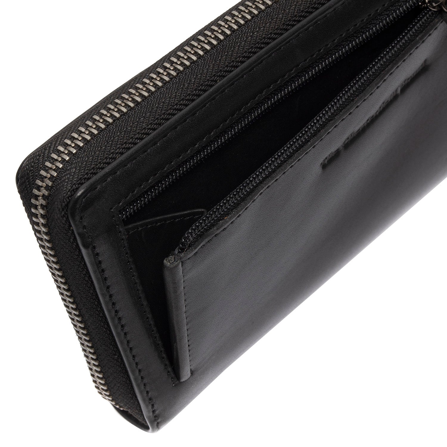 Black Leather Wallet Livorno, detail view 3