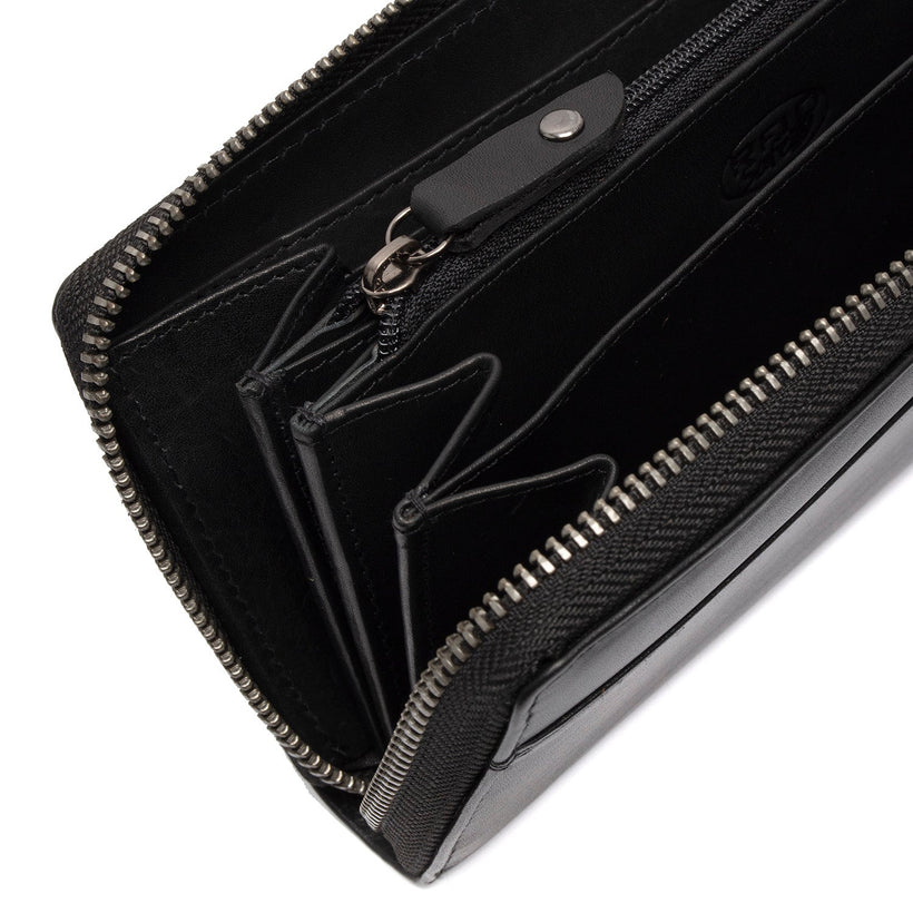 Black Leather Wallet Livorno, front view