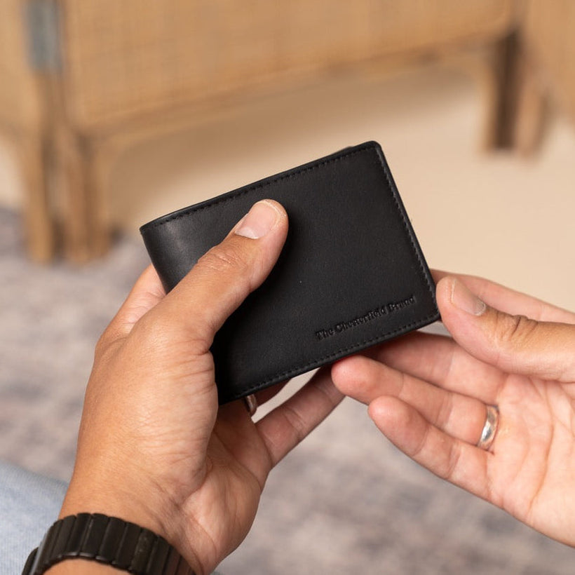 Black Leather Wallet Marvin, front view