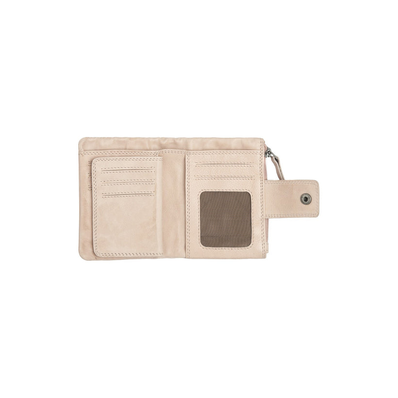 Beige Leather Wallet Mavona, front view