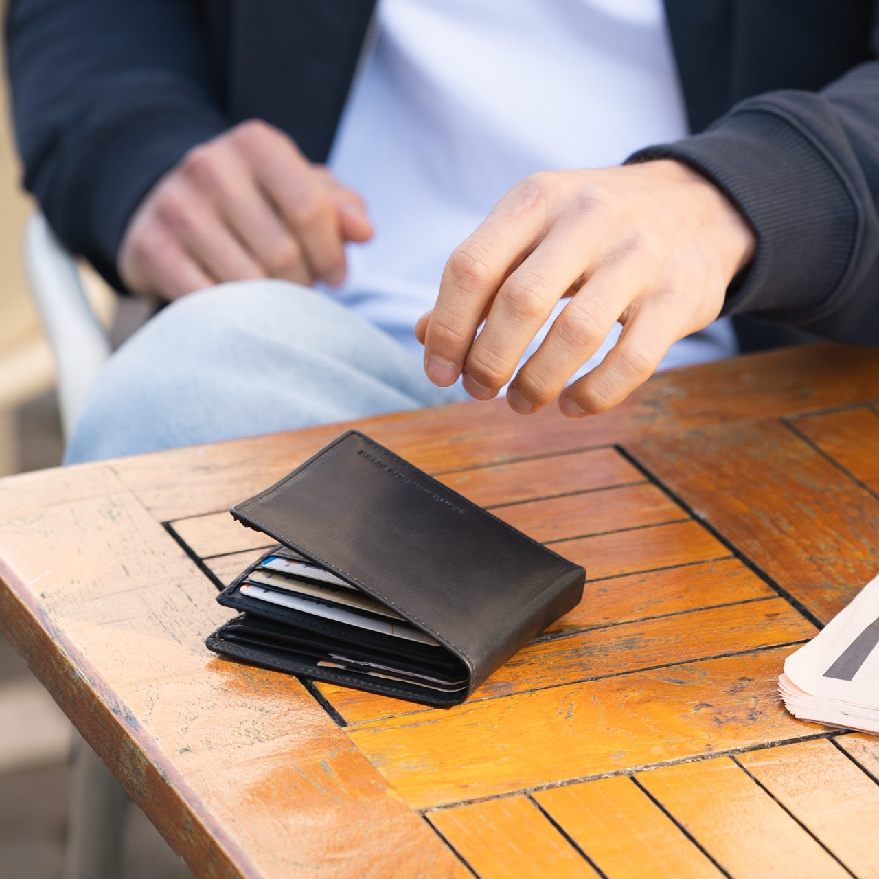 Black Leather Wallet Ralph, product view 3