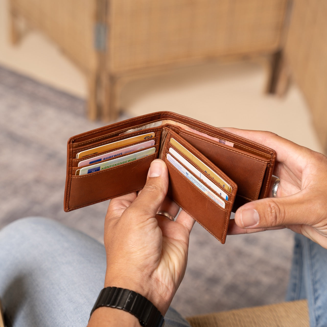 Cognac Leather Wallet Ralph, product view 3