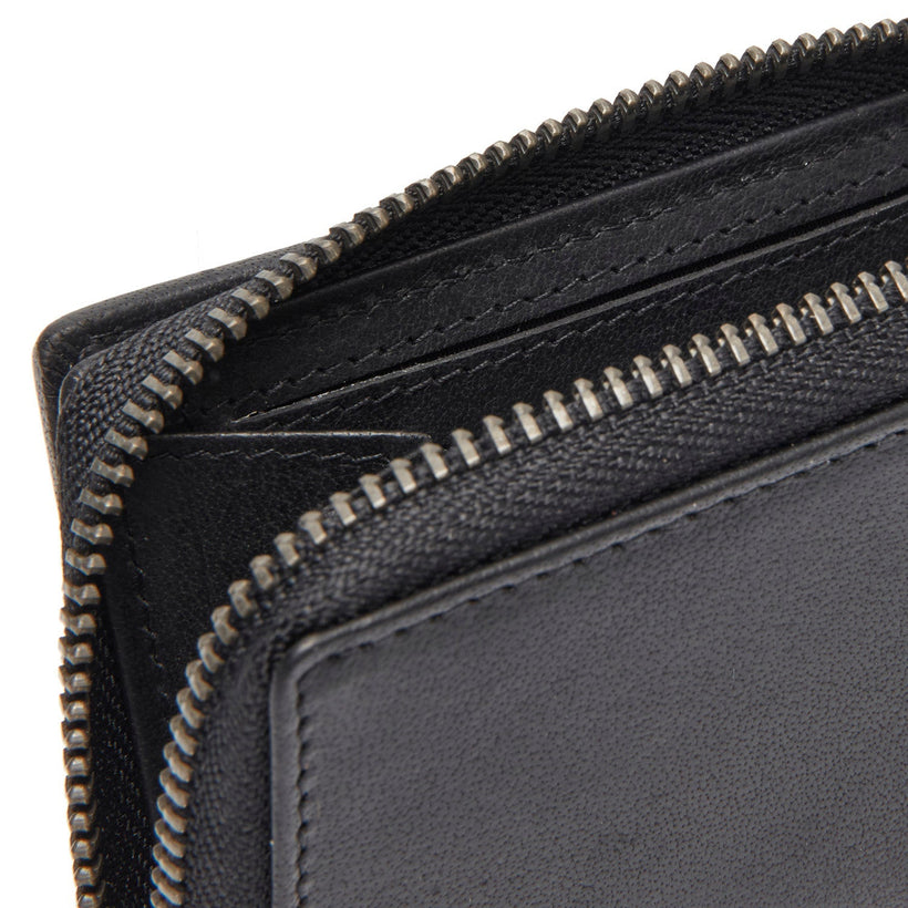 Black Leather Wallet Sionel, front view
