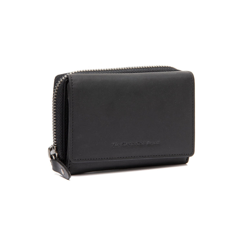 Black Leather Wallet Sorraia, front view