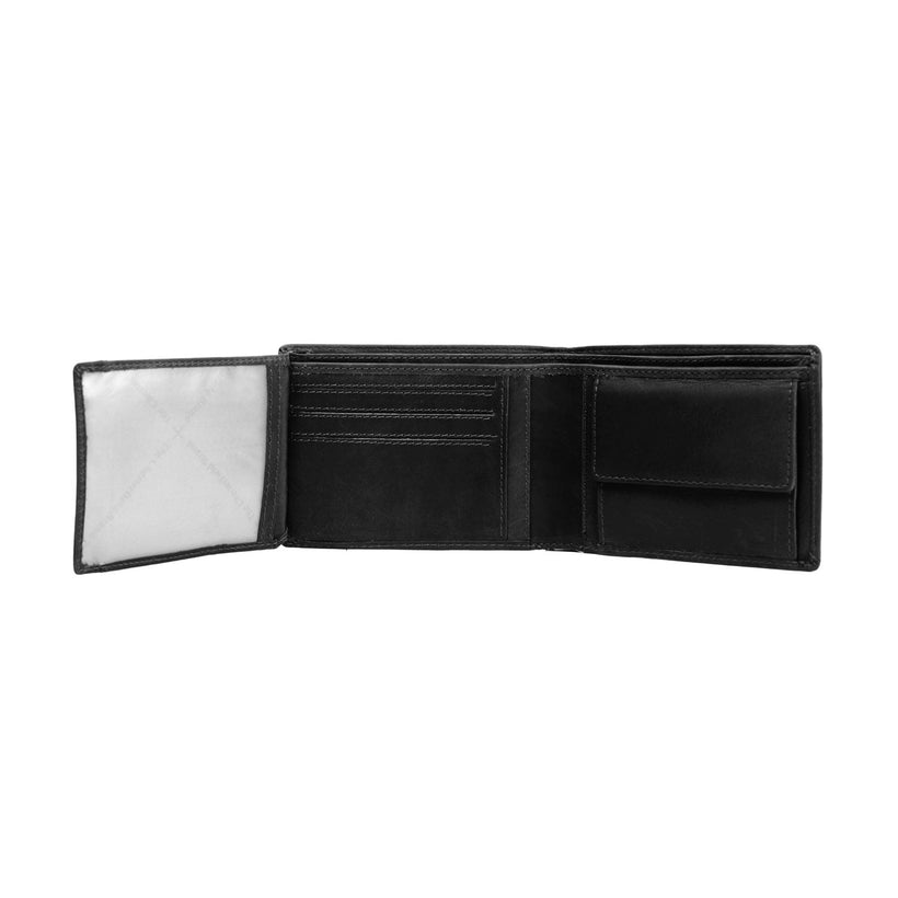Black Leather Wallet Timo, front view