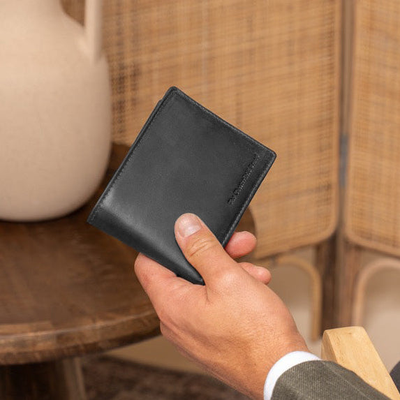 Black Leather Wallet Walid, front view