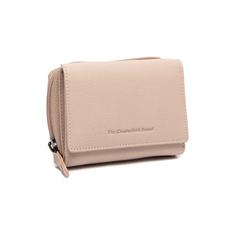Beige Leather Wallet Zelan, front view