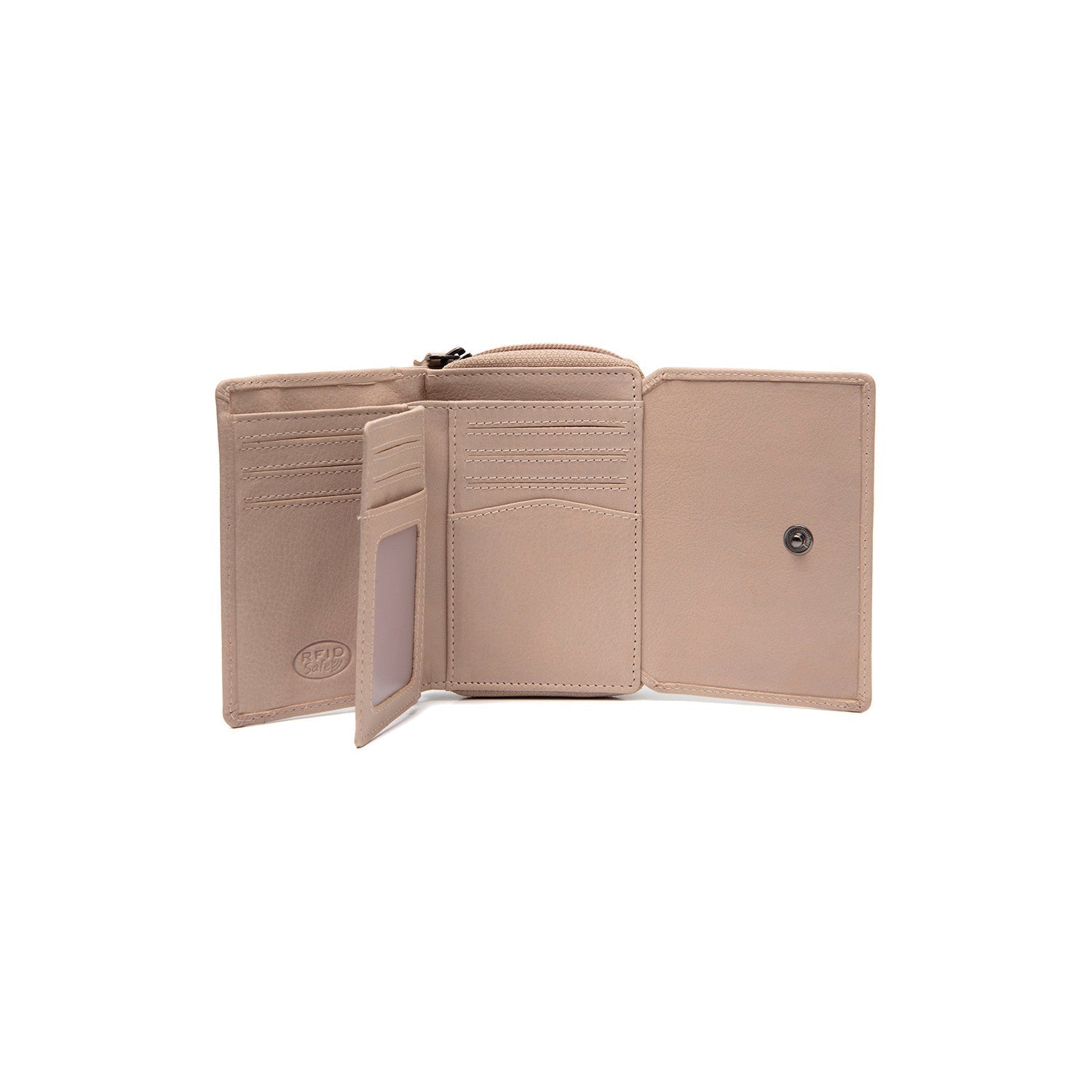 Beige Leather Wallet Zelan, product view 3