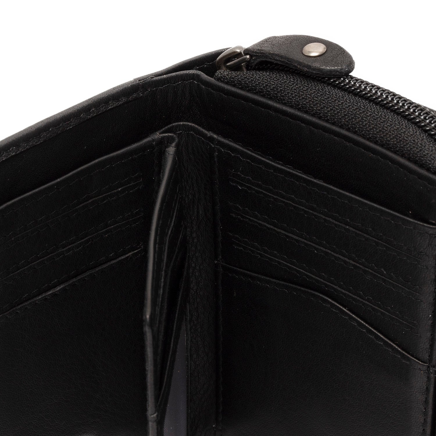 Black Leather Wallet Zelan, detail view 3
