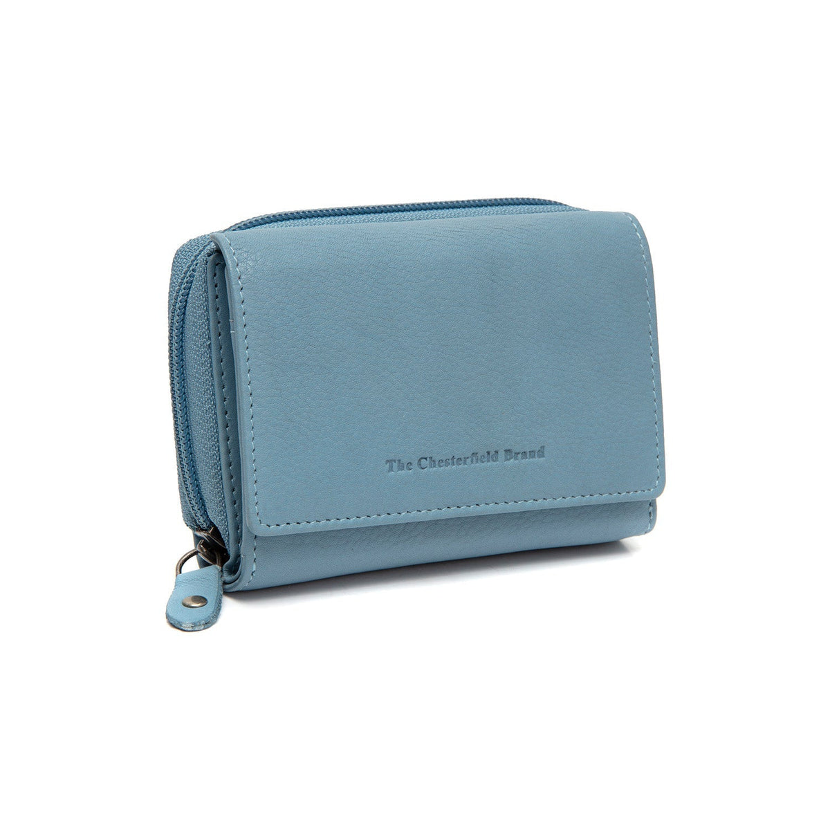 Sky Blue Leather Wallet Zelan, front view