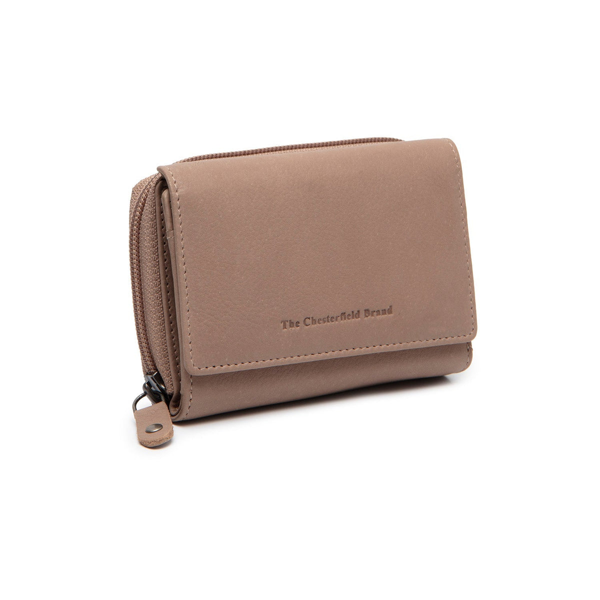 Taupe Leather Wallet Zelan, front view