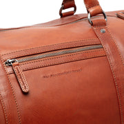 Cognac Leather Weekender Bag Cavoli, detail view 3