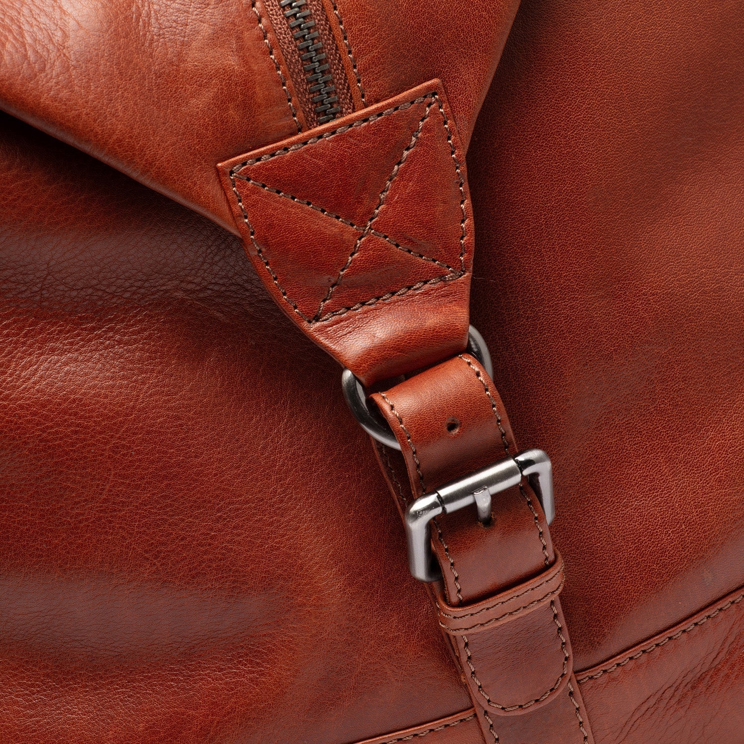Cognac Leather Weekender Bag Cavoli, detail view 4