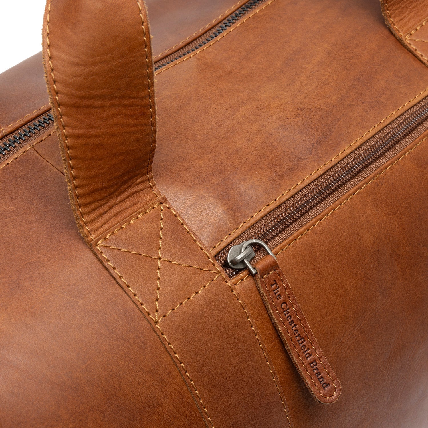 Cognac Leather Weekender Bag Conor, detail view 4
