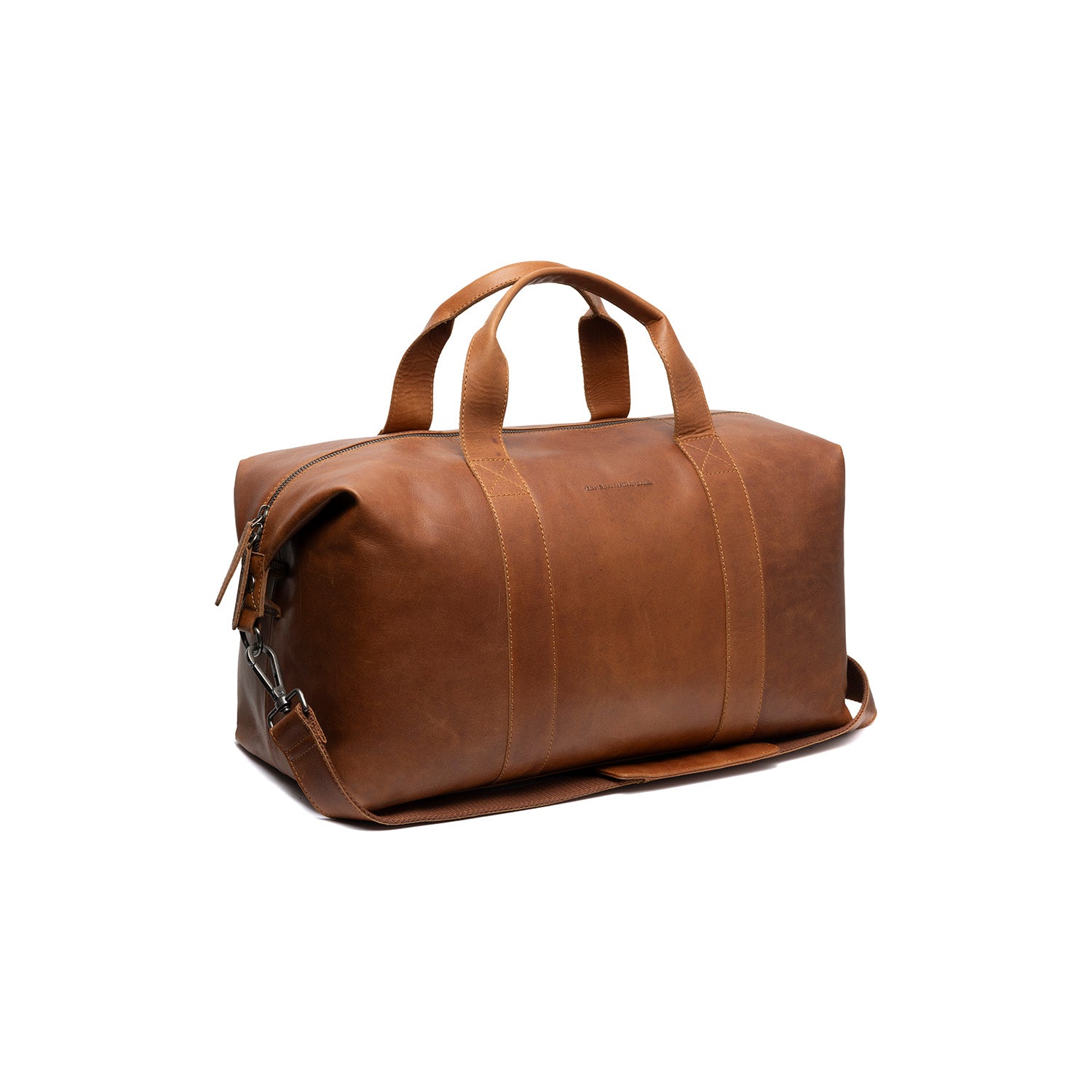 Cognac Leather Weekender Bag Conor, front view
