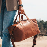 Cognac Leather Weekender Bag Conor, product view 2