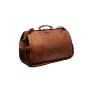 Cognac Leather Weekender Bag Corfu, front view