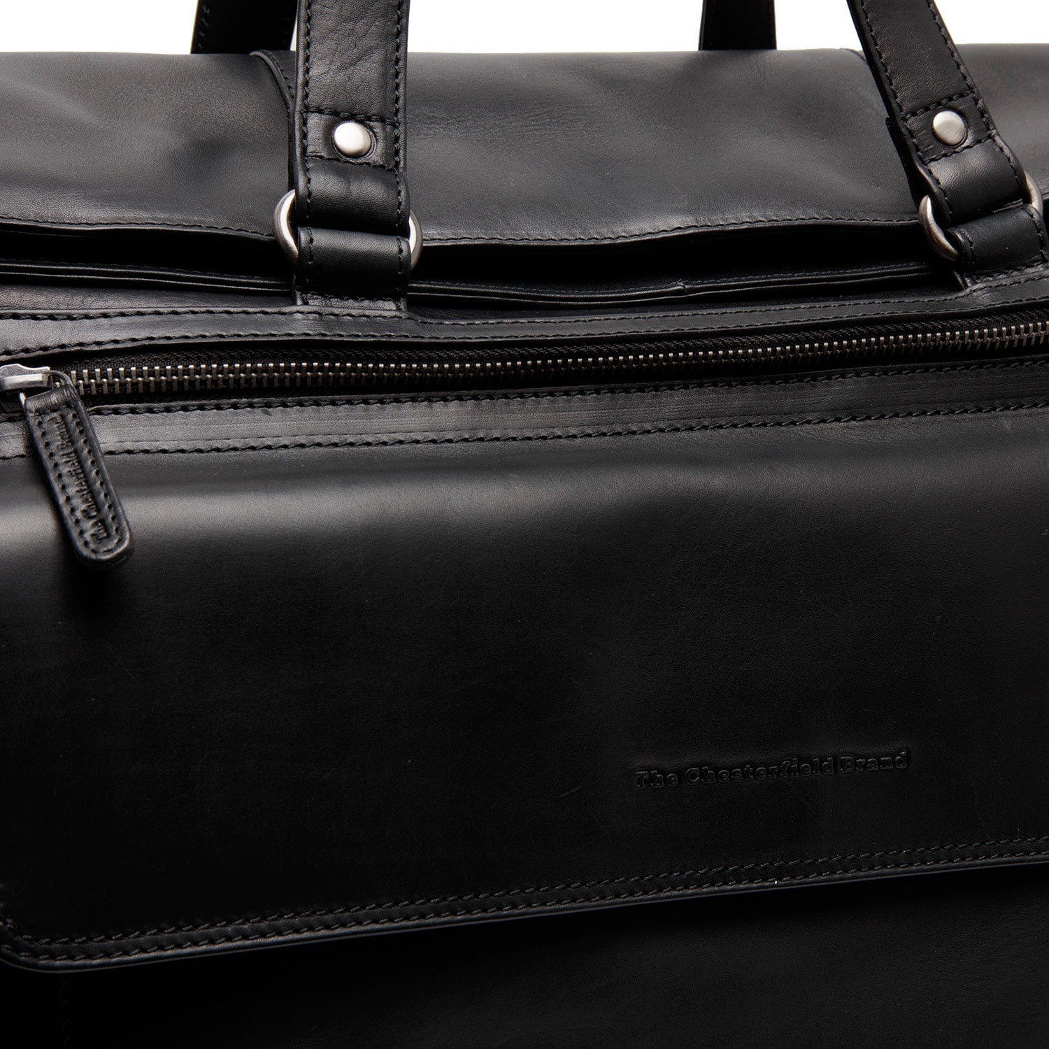 Black Leather Weekender Bag Lazio, detail view 3