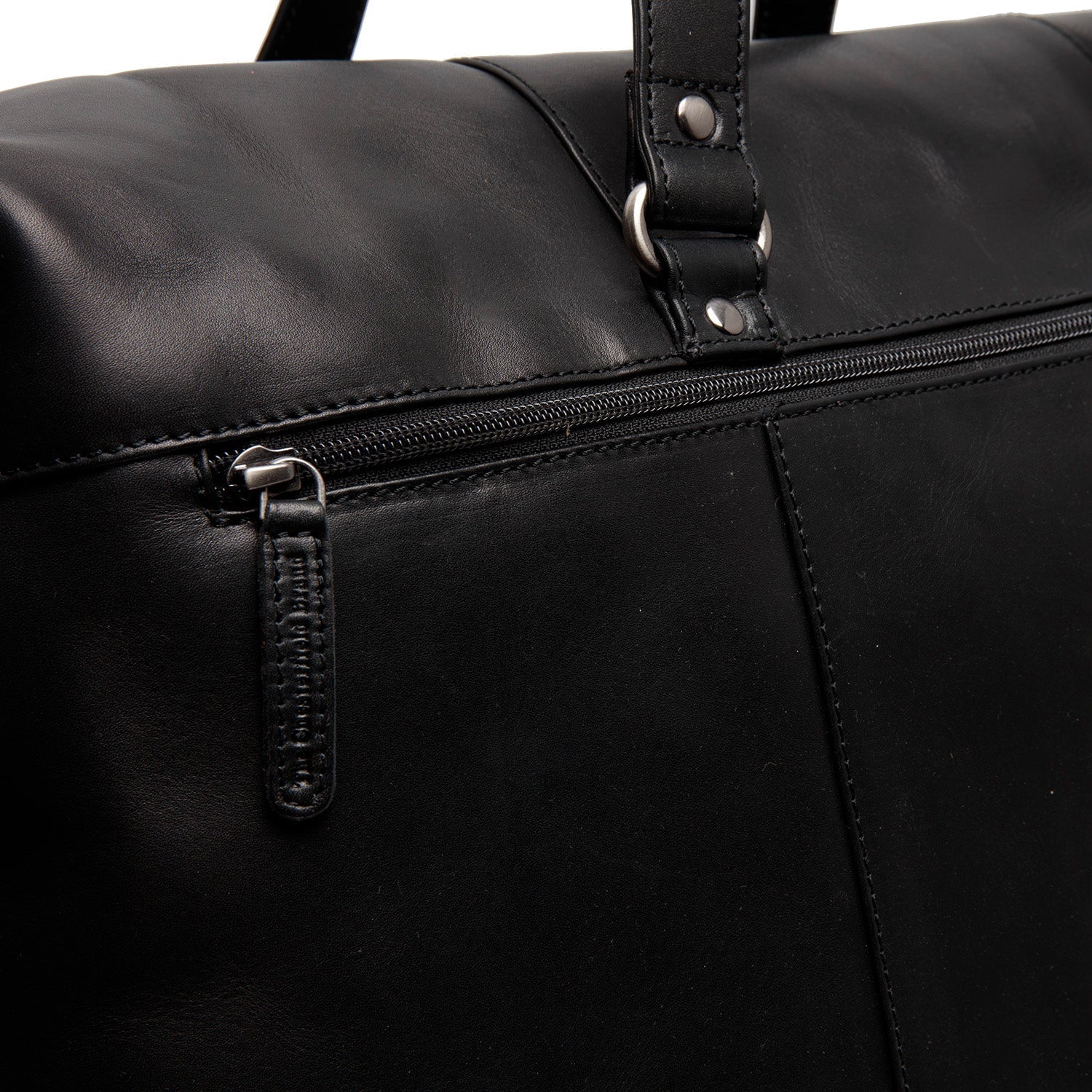 Black Leather Weekender Bag Lazio, detail view 4