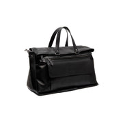 Black Leather Weekender Bag Lazio, front view