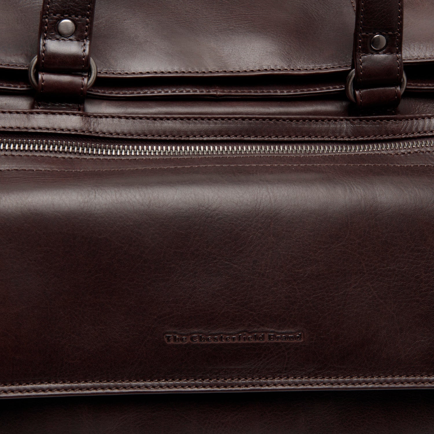 Brown Leather Weekender Bag Lazio, detail view 3