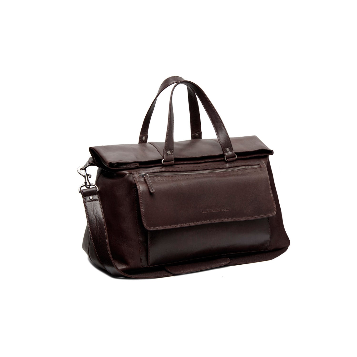 Brown Leather Weekender Bag Lazio, front view