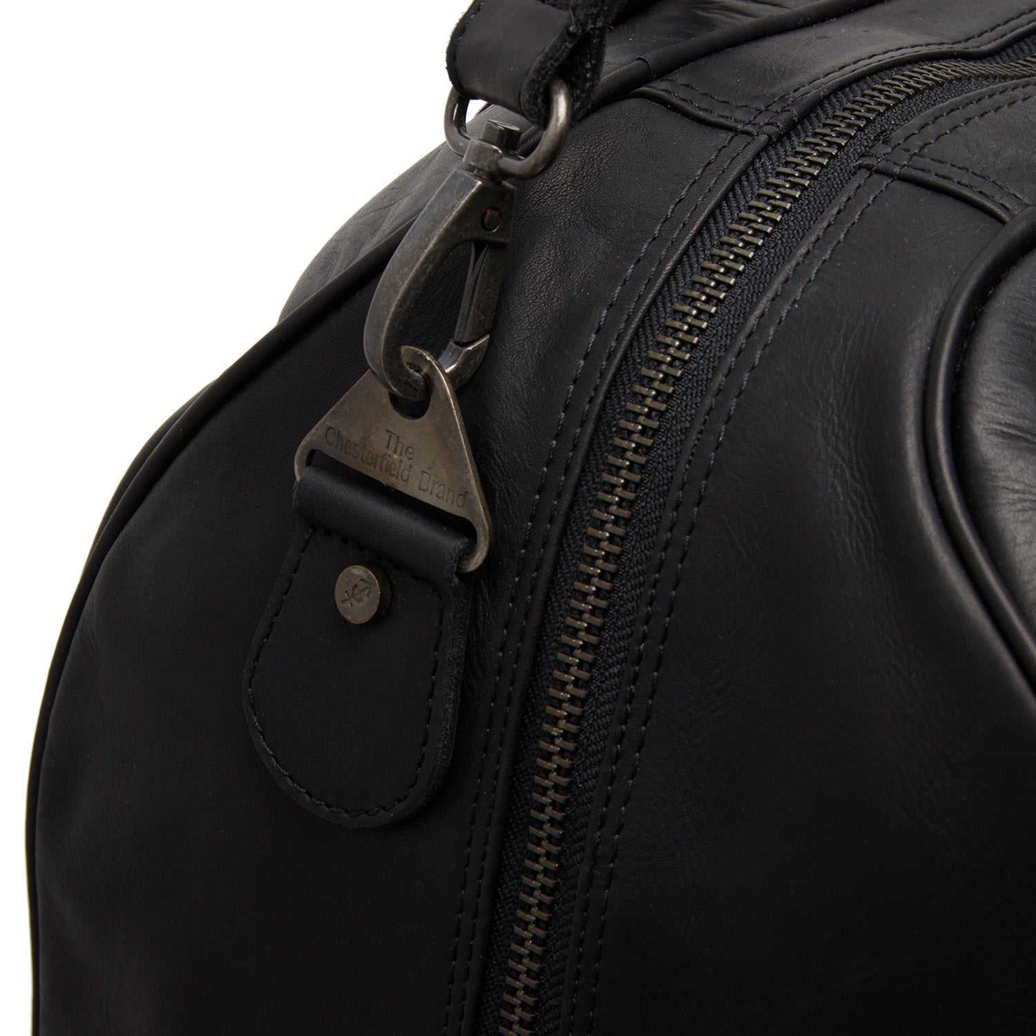 Black Leather Weekender Bag Liam, detail view 3
