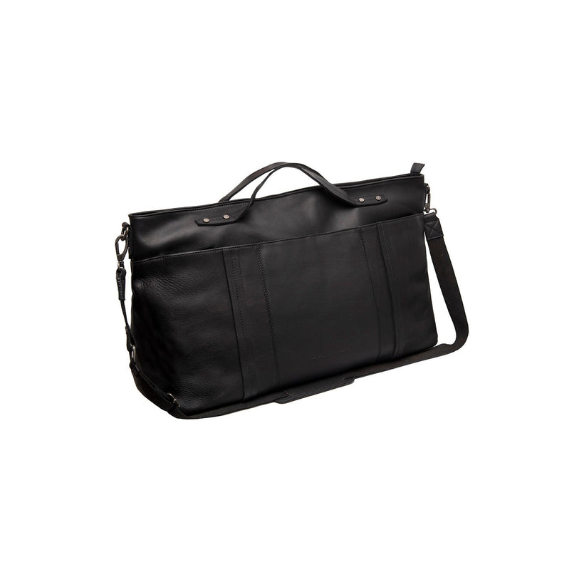 Black Leather Weekender Bag Mark, front view