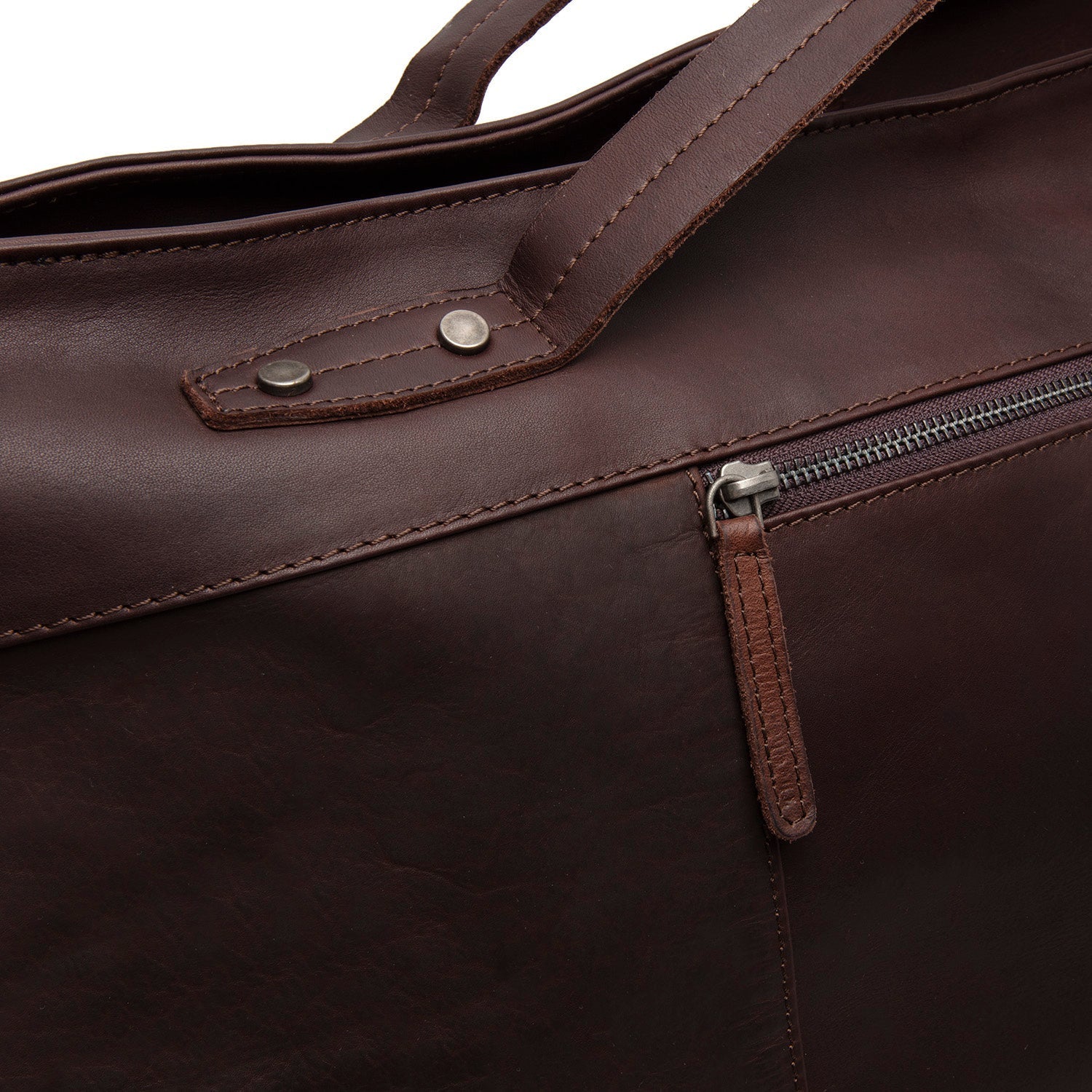 Brown Leather Weekender Bag Mark, detail view 1