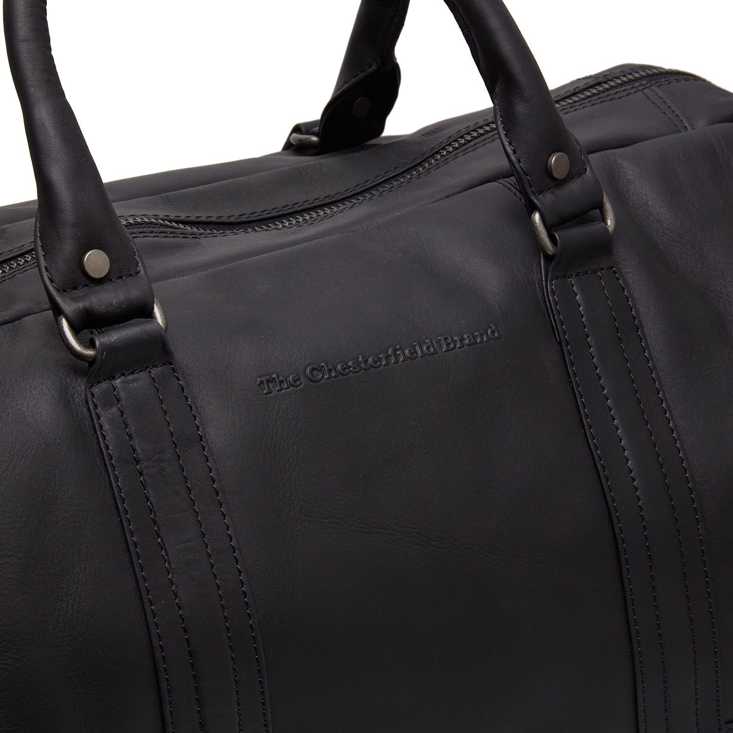 Black Leather Weekender Bag Melbourne, detail view 1