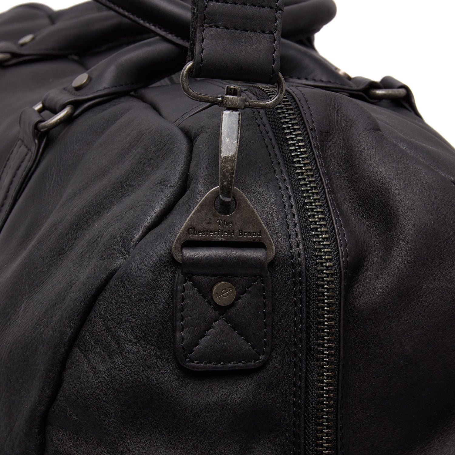 Black Leather Weekender Bag Melbourne, detail view 3