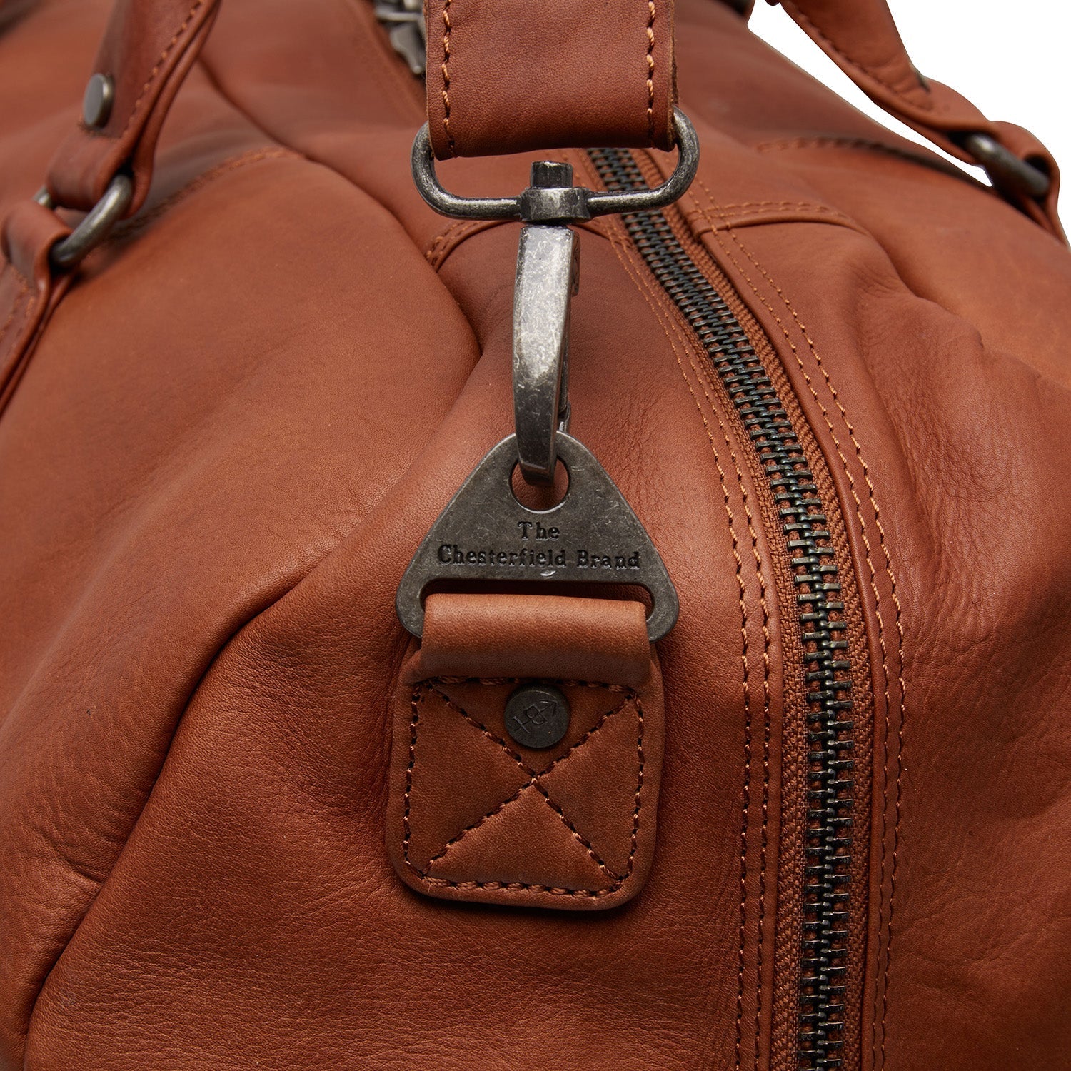 Cognac Leather Weekender Bag Melbourne, detail view 1