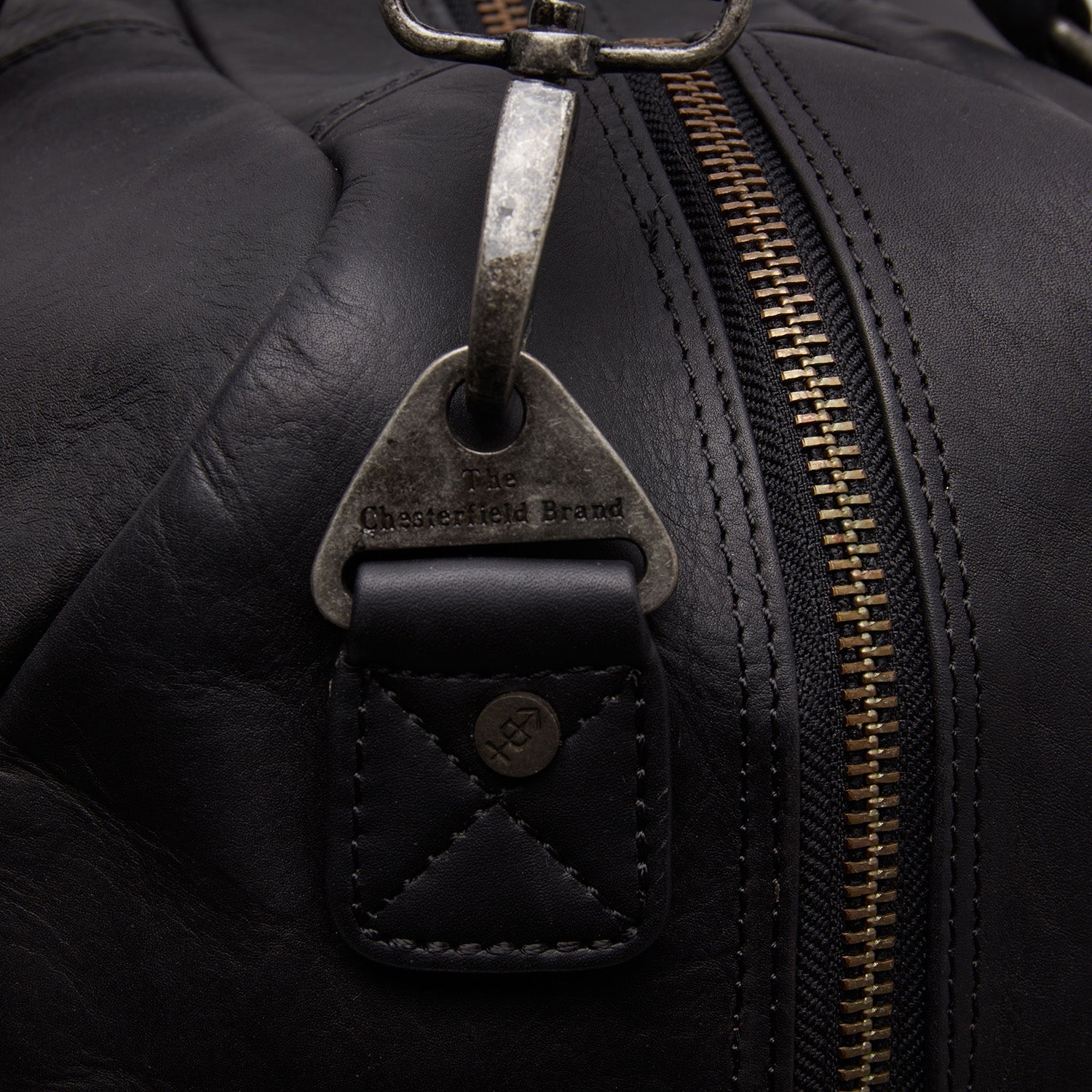 Black Leather Weekender Bag Perth, detail view 3