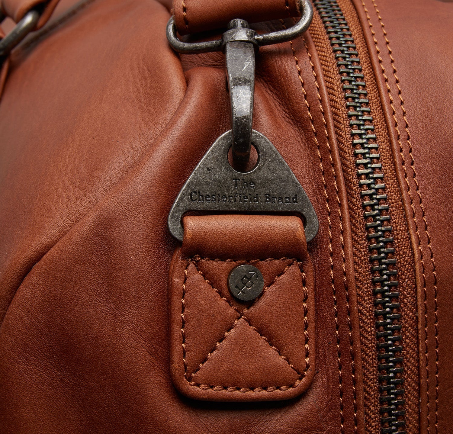 Cognac Leather Weekender Bag Perth, detail view 1