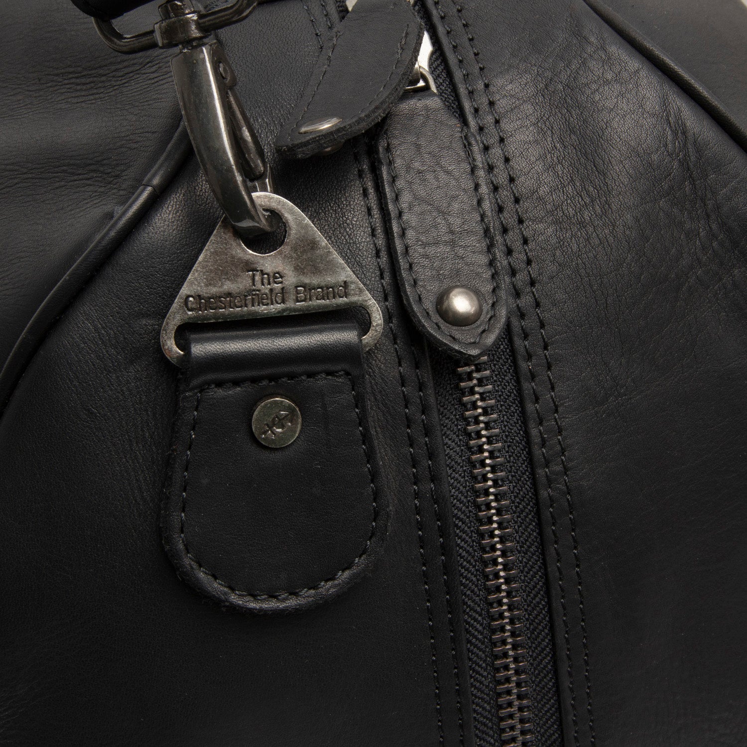 Black Leather Weekender Bag Rivaro, detail view 1