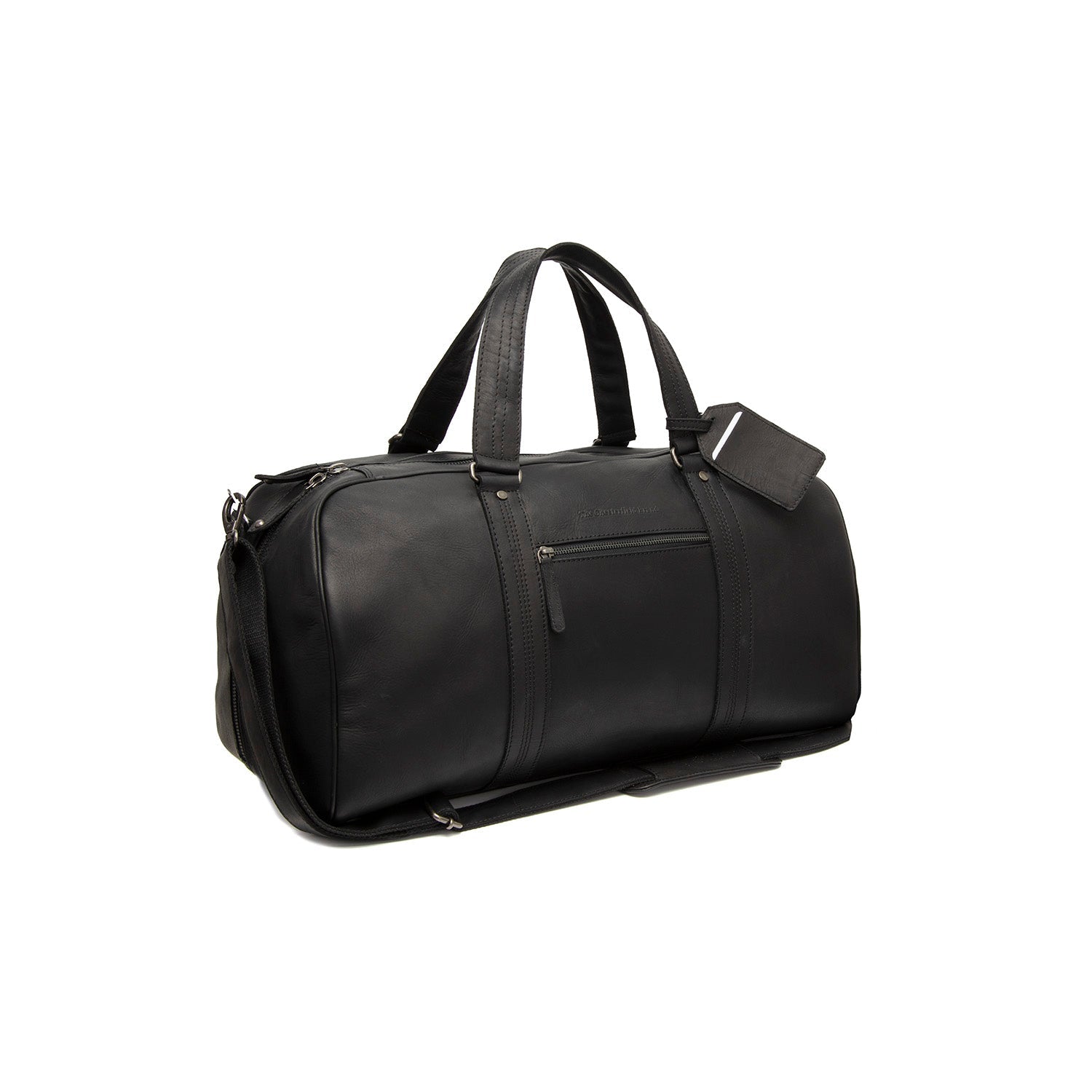 Black Leather Weekender Bag Rivaro, front view