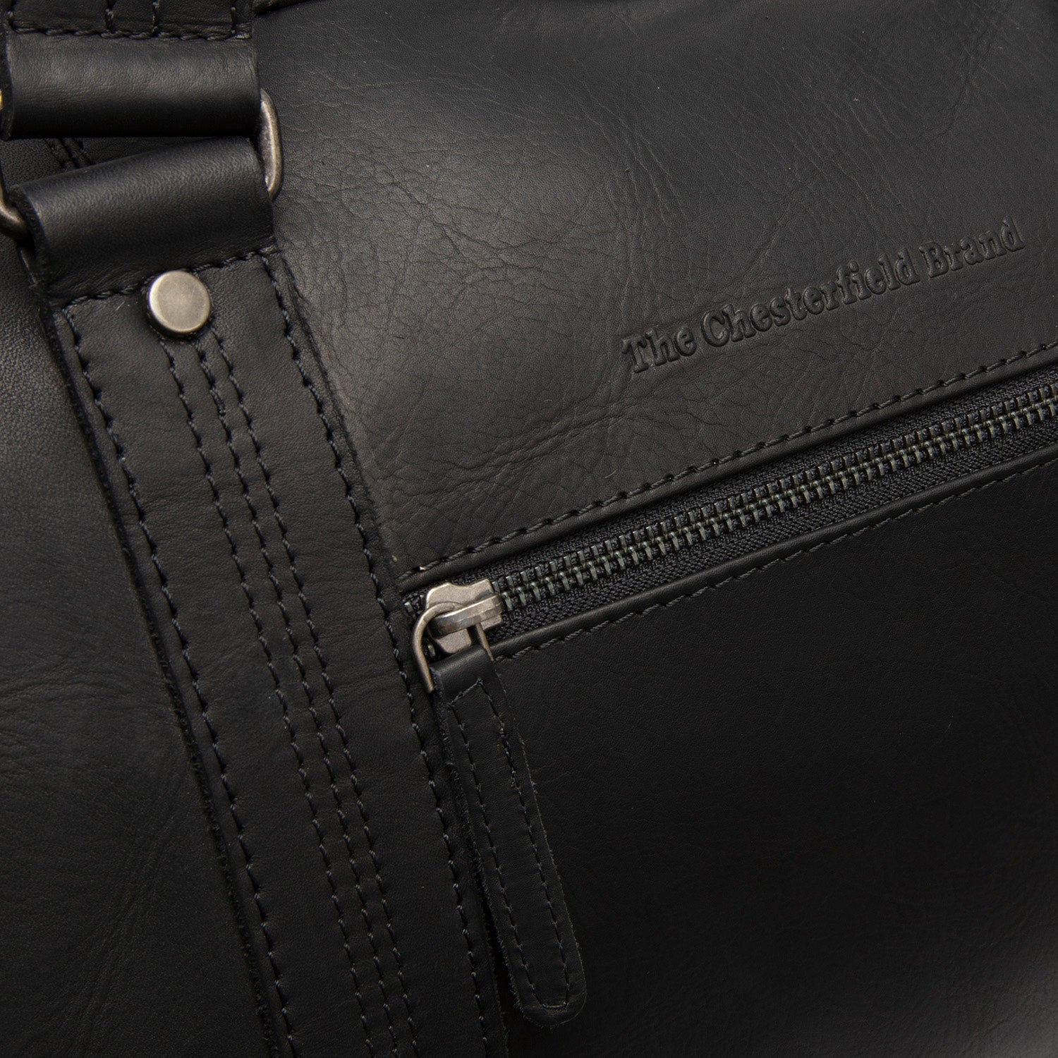 Black Leather Weekender Bag Rivaro, product view 3