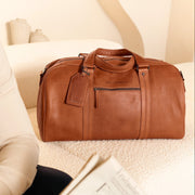 Cognac Leather Weekender Bag Rivaro, product view 3