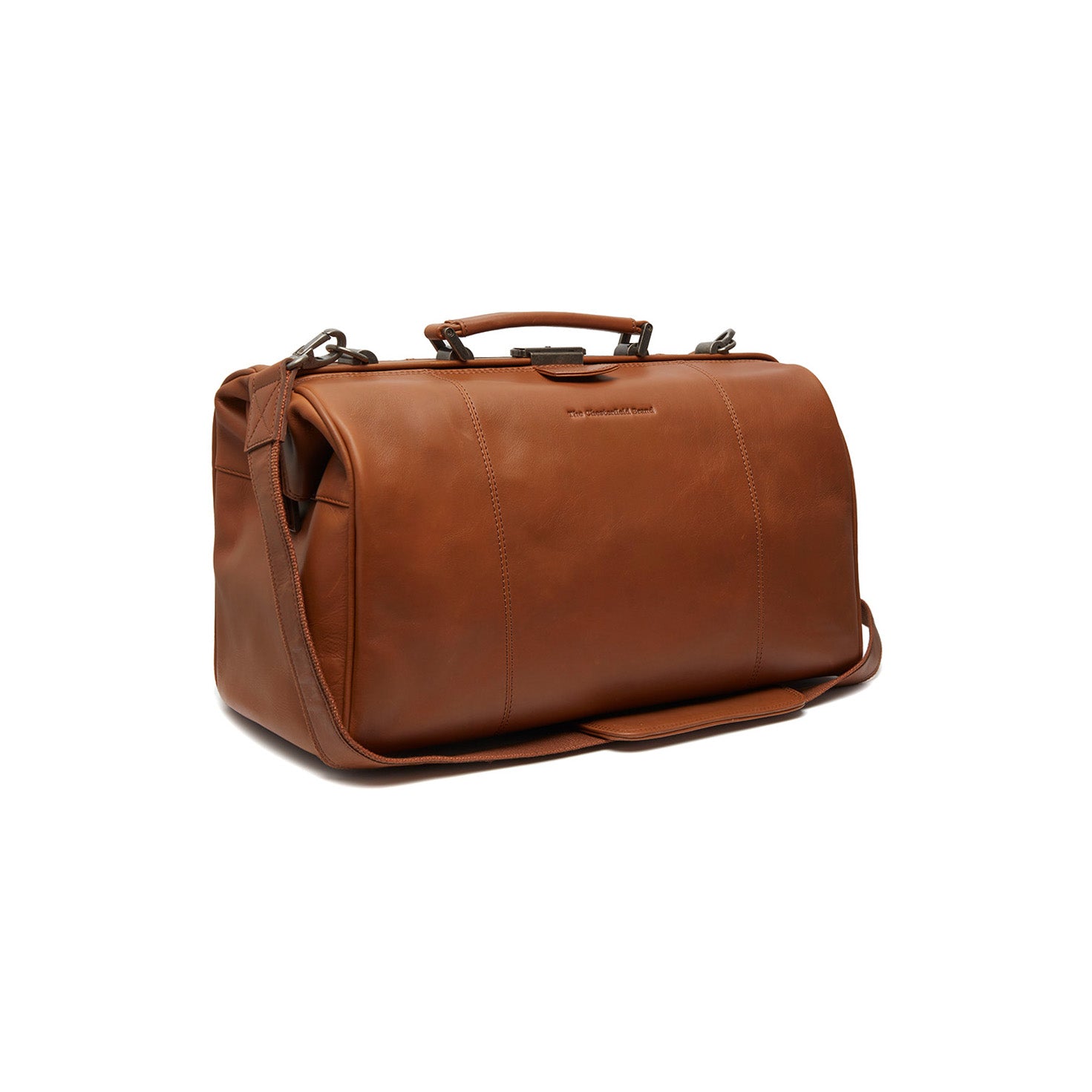 Cognac Leather Weekender Bag Texel, front view