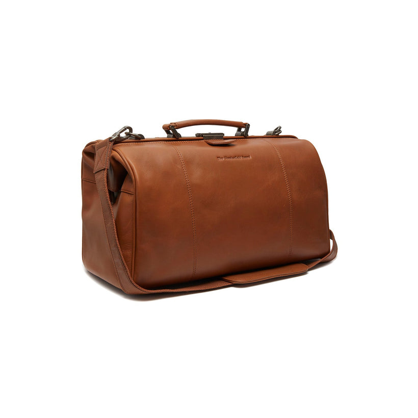 Cognac Leather Weekender Bag Texel, front view